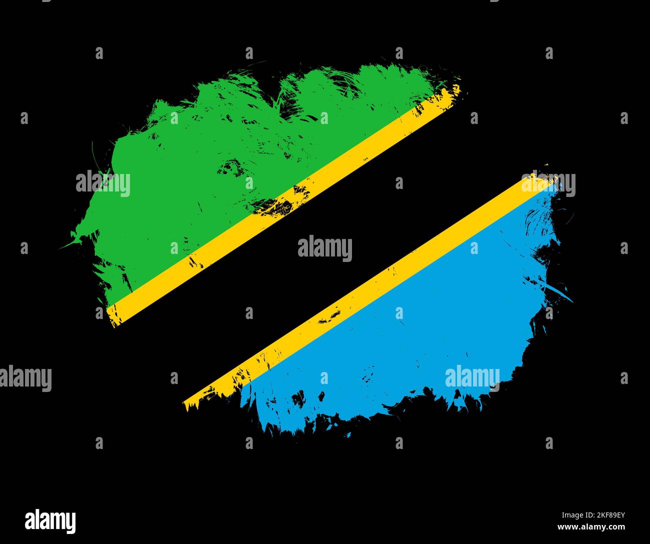 Tanzania flag painted on black stroke brush background Stock Photo - Alamy