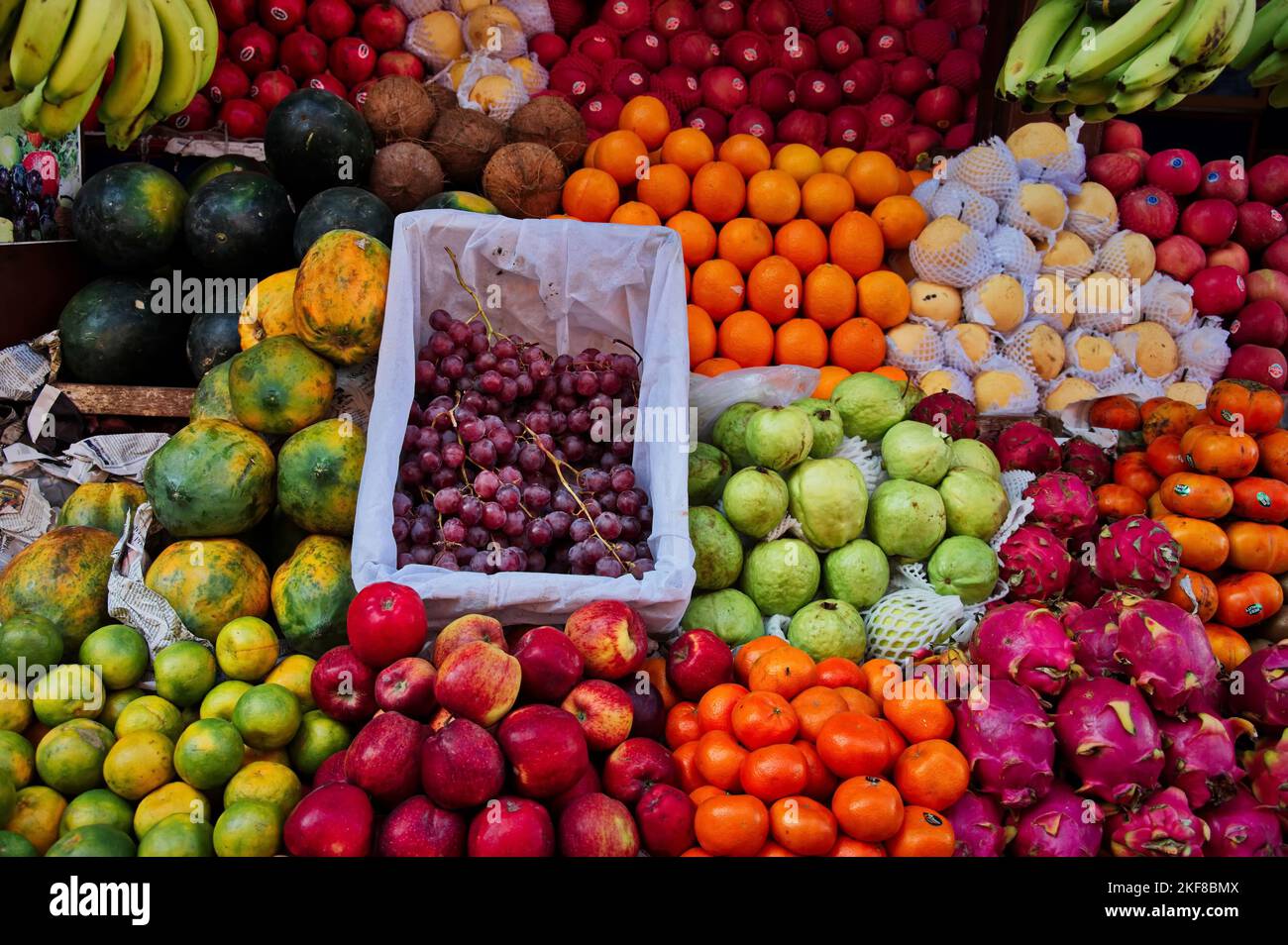 Market in Kathmandu, Nepal with various colorful fruits Stock Photo Alamy