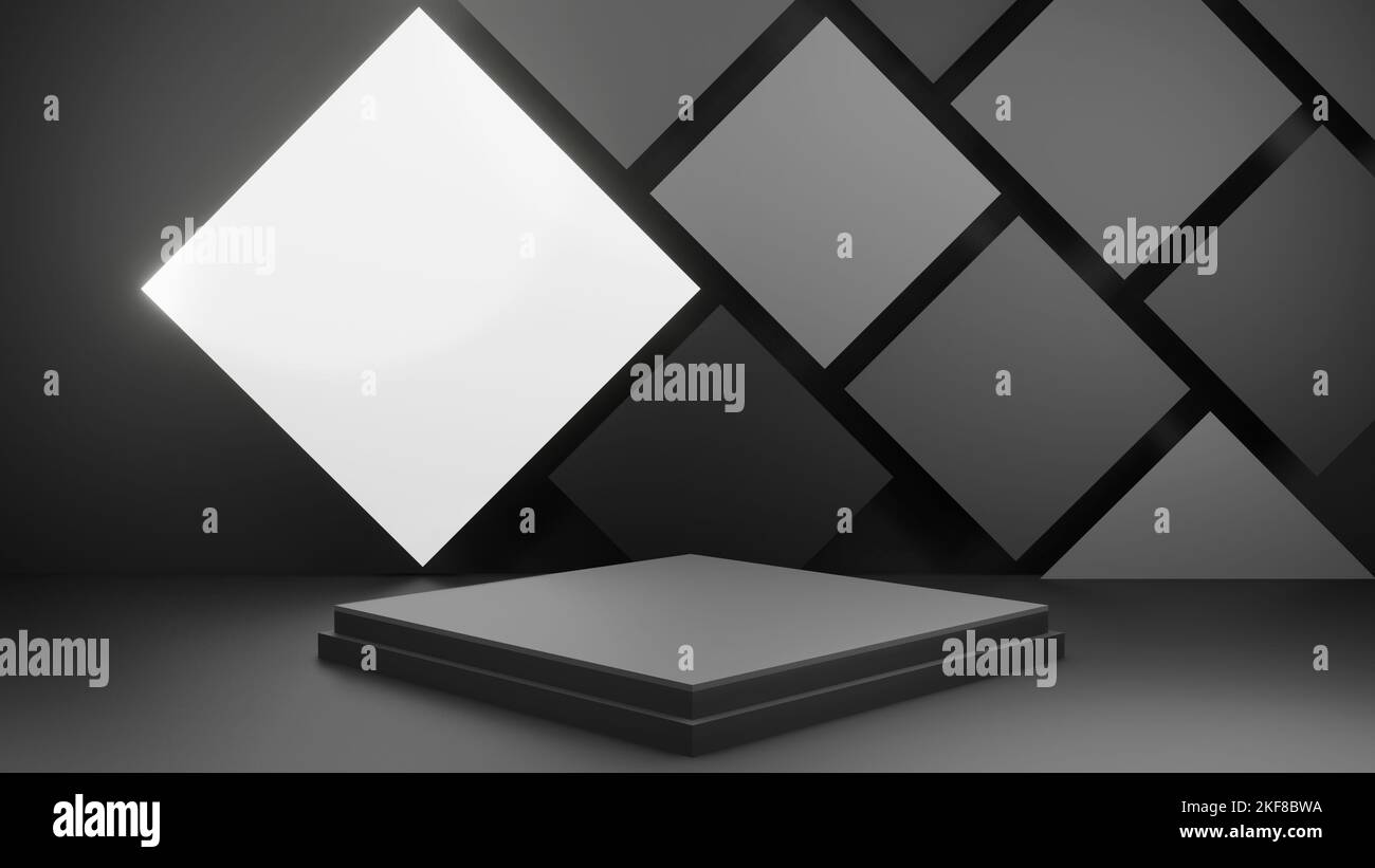 3d rendering of black background and product podium stand studio Stock ...