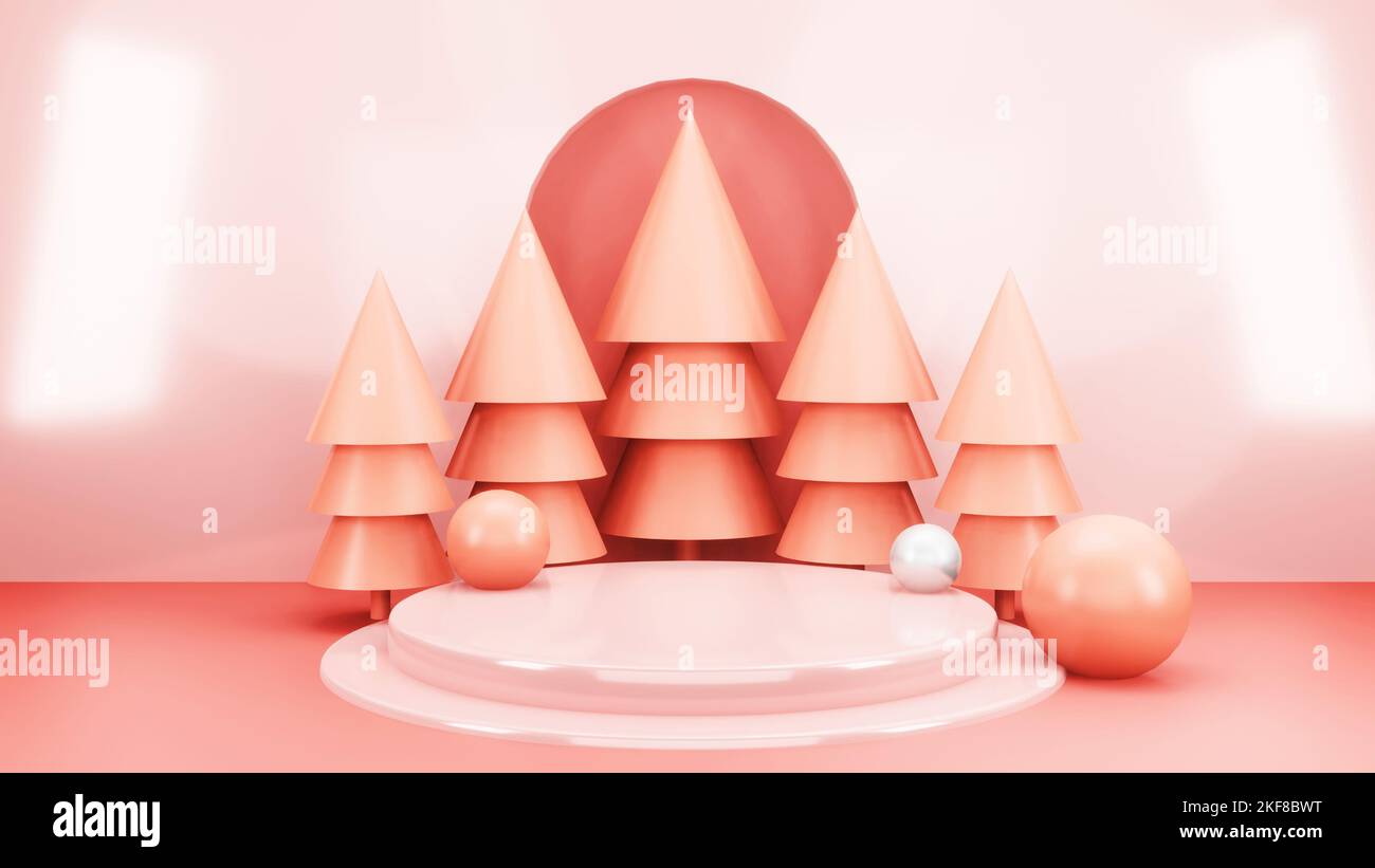 Christmas background with Christmas tree and stage podium for product ...
