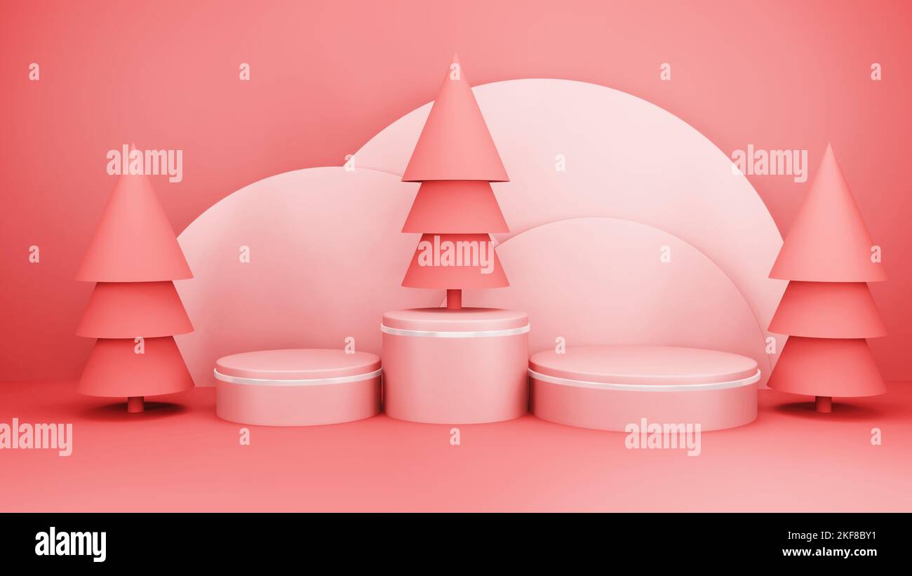 Christmas background with Christmas tree and stage podium for product ...