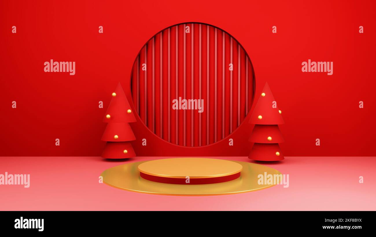Christmas background with Christmas tree and stage podium for product ...