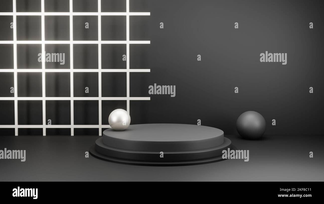 3d rendering of black background and product podium stand studio Stock ...