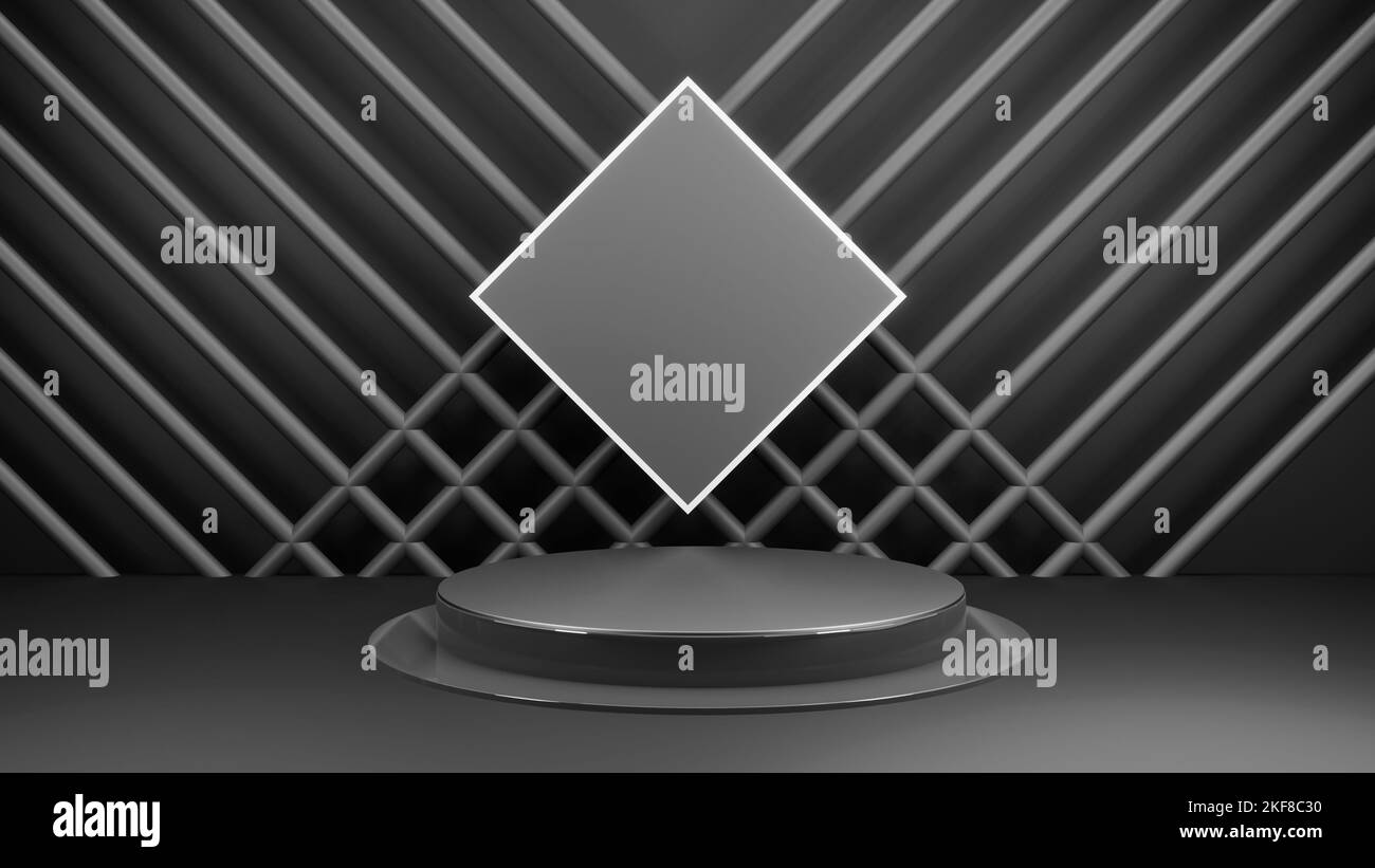 3d rendering of black background and product podium stand studio Stock ...
