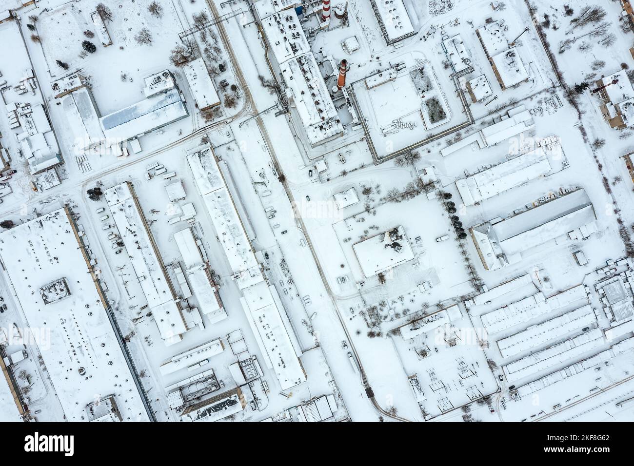 city industrial zone with plants, factories and warehouses. aerial top