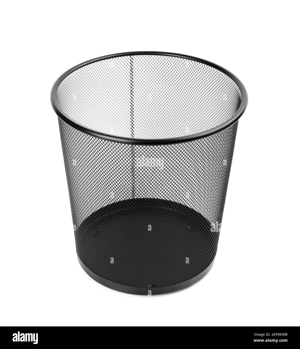 Metal rubbish bin on white background Stock Photo Alamy