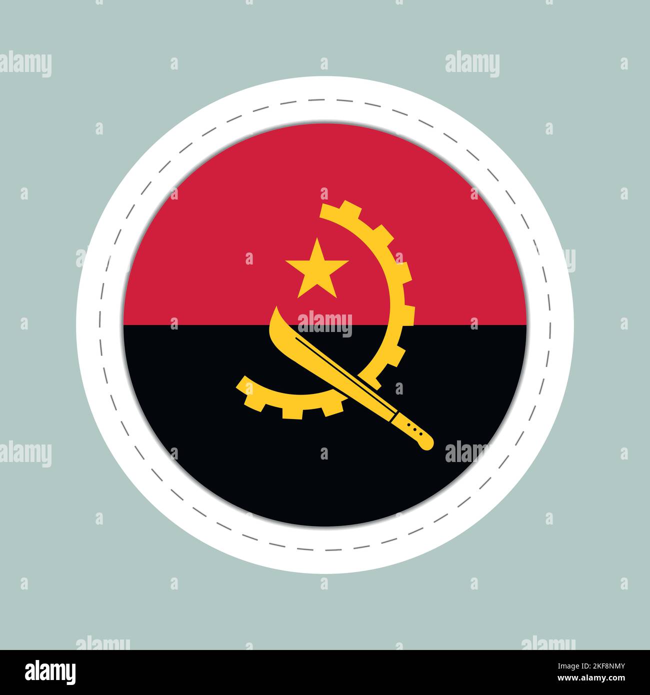 Sticker ball with flag of Angola. Round sphere, template icon. Angolan ...