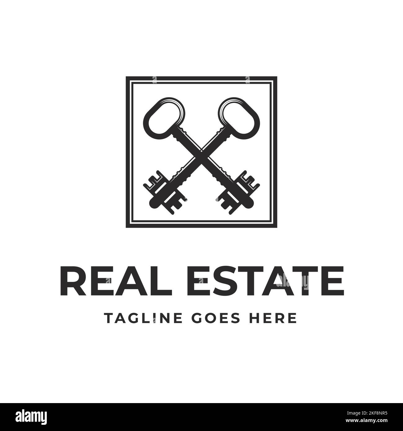 Luxury vintage key for Apartment Real Estate House business Logo design. Two keys vector design. Stock Vector