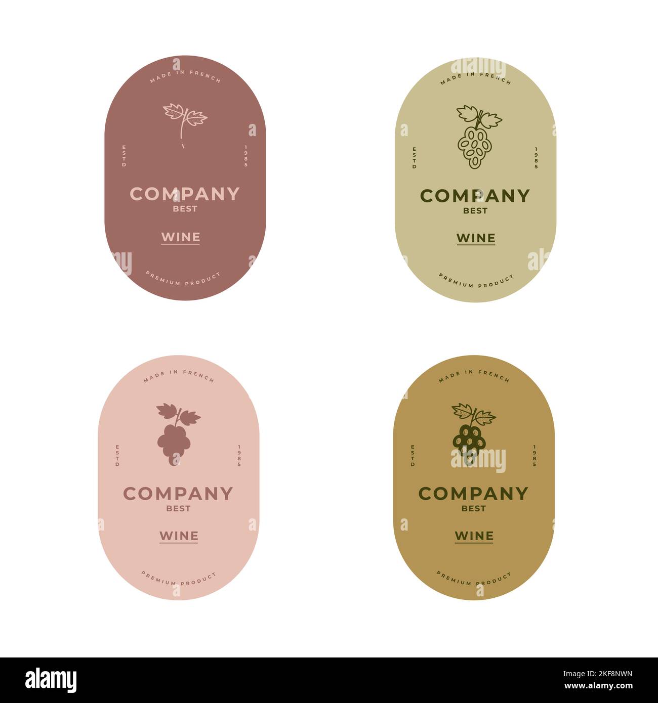 logo design template, Set of wine labels. Premium minimalist and modern design Stock Vector