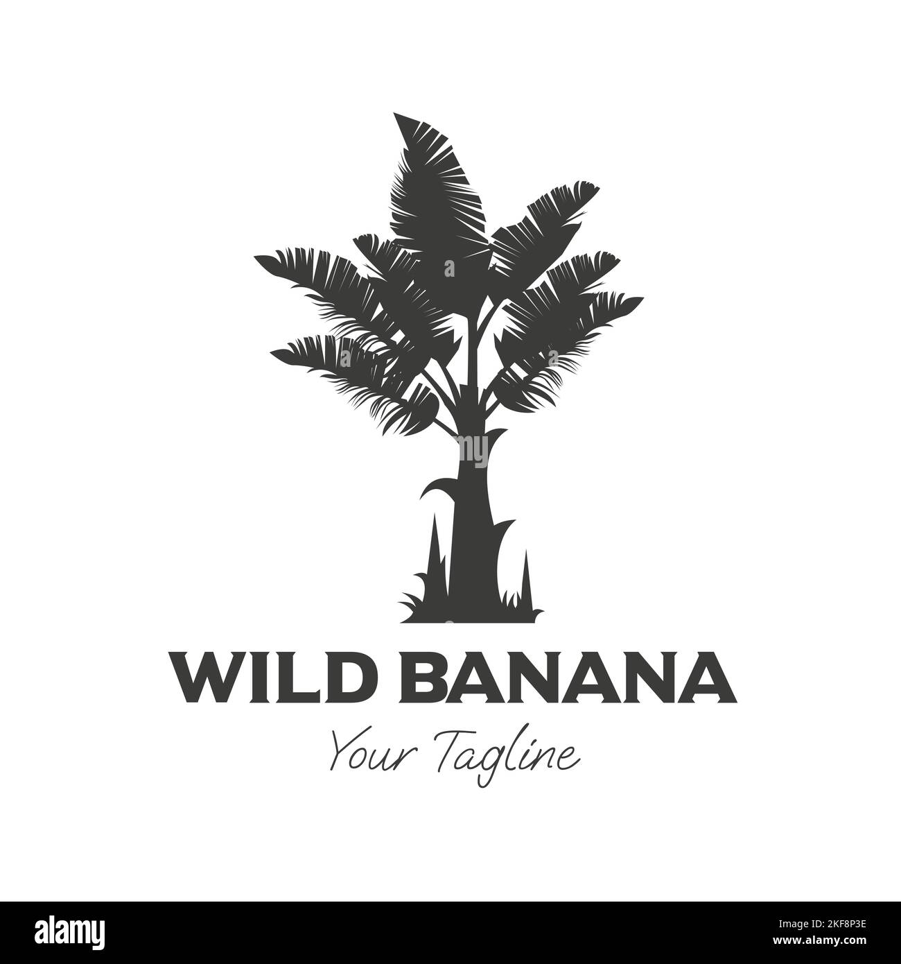 Wild banana tree vintage illustration design, banana tree silhouette
