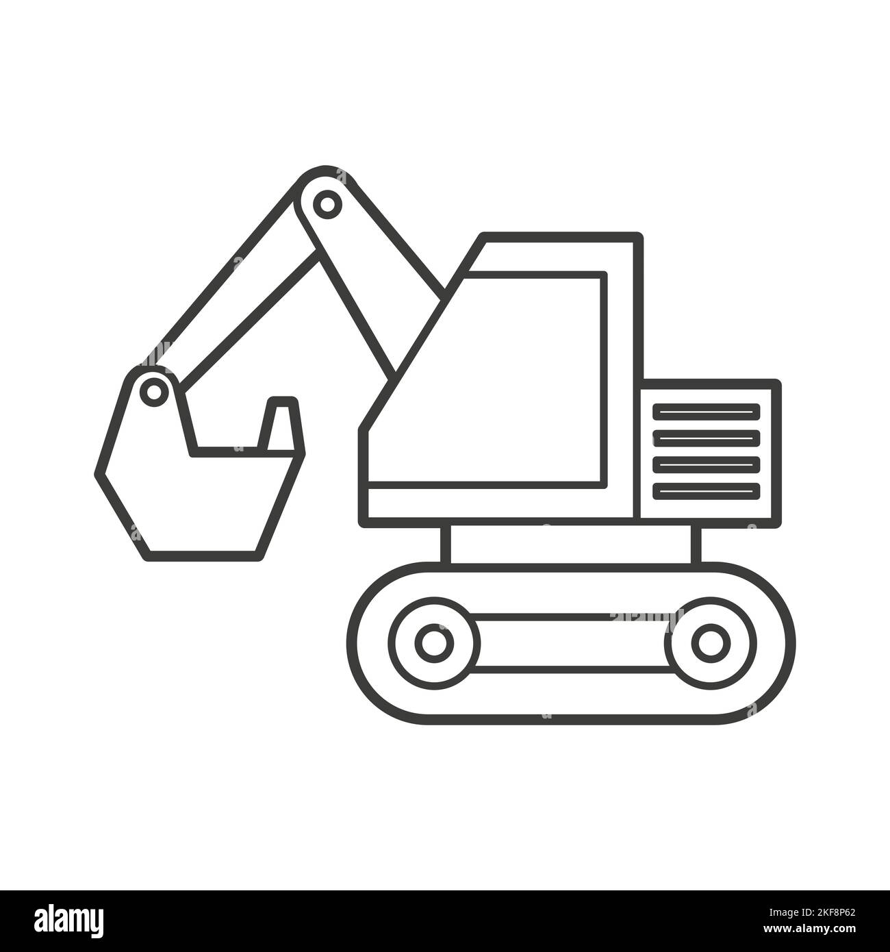 Vector Illustration of an excavator. Icon style with black outline