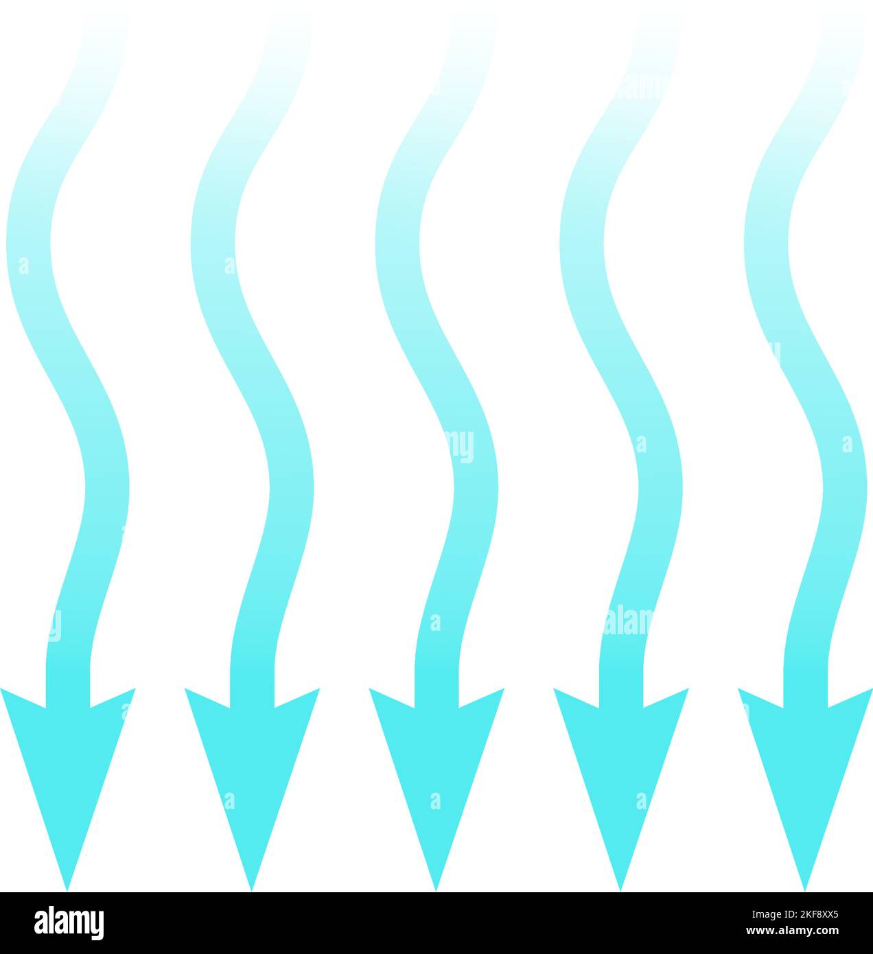 Air flow. Blue arrow showing direction of air movement. Wind direction