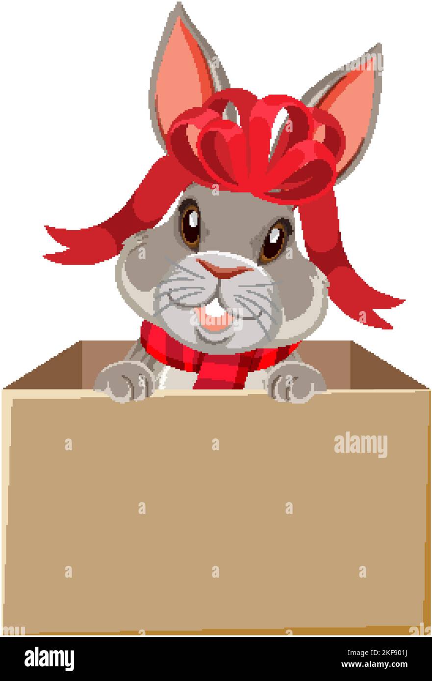 Cute rabbit in the box illustration Stock Vector Image & Art - Alamy