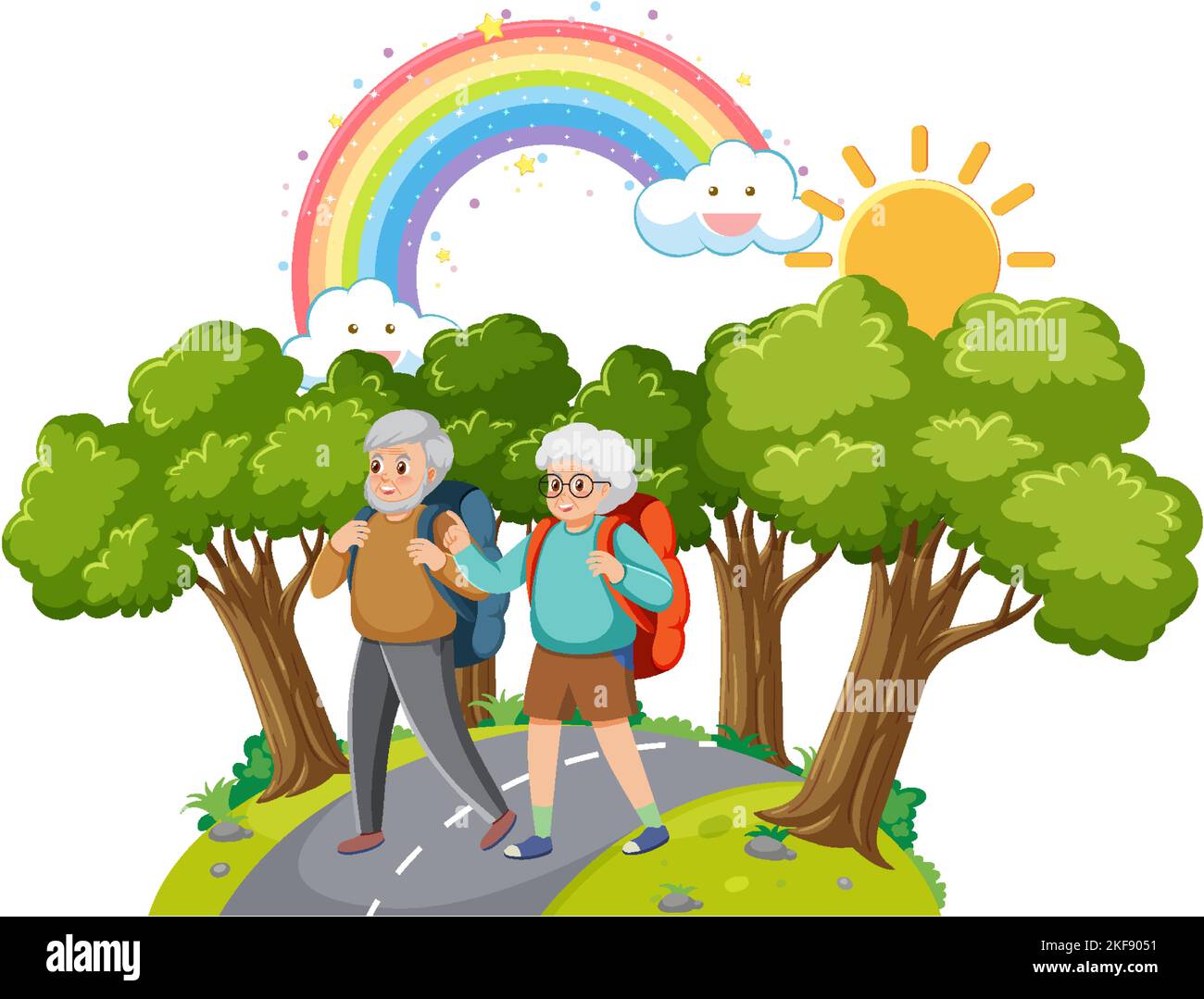 Elderly people relaxing at park illustration Stock Vector Image & Art ...