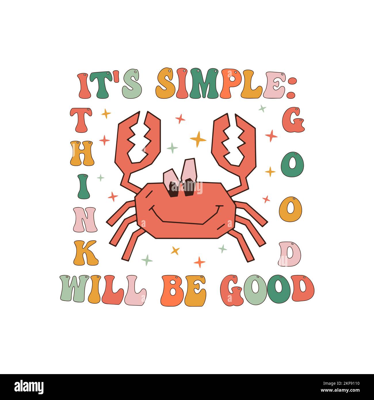 Groovy Christmas print with crab and quoteits simple think good will