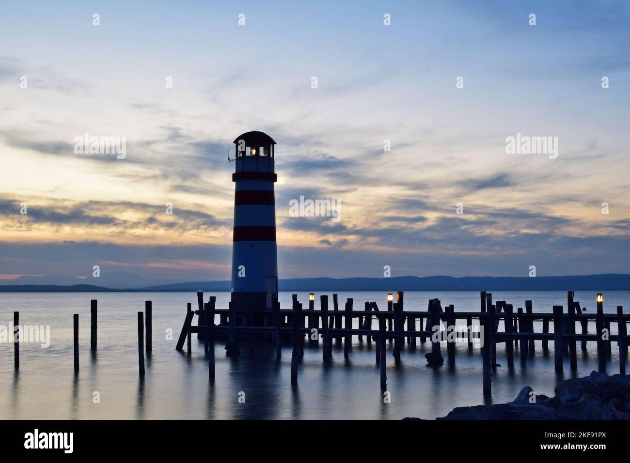 Lighthouse in Podersdorf, long exposure Stock Photo