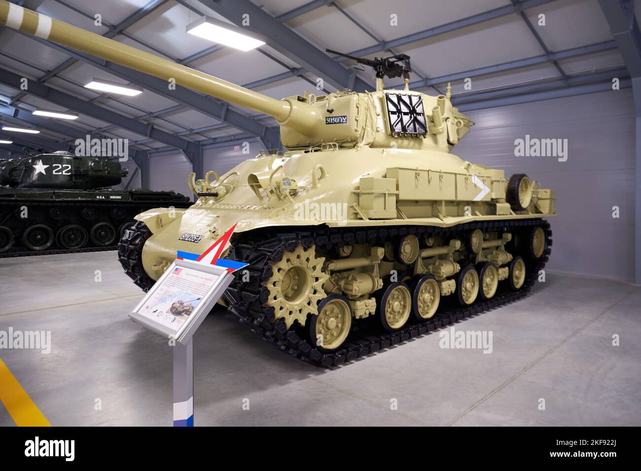 American tank Sherman M51 (Super Sherman) in the museum Stock Photo