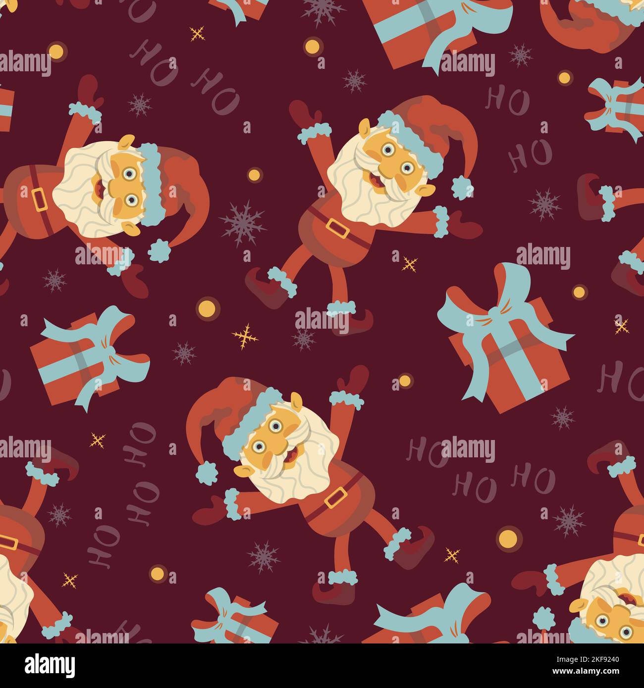Seamless christmas pattern happy santa with presents Stock Vector