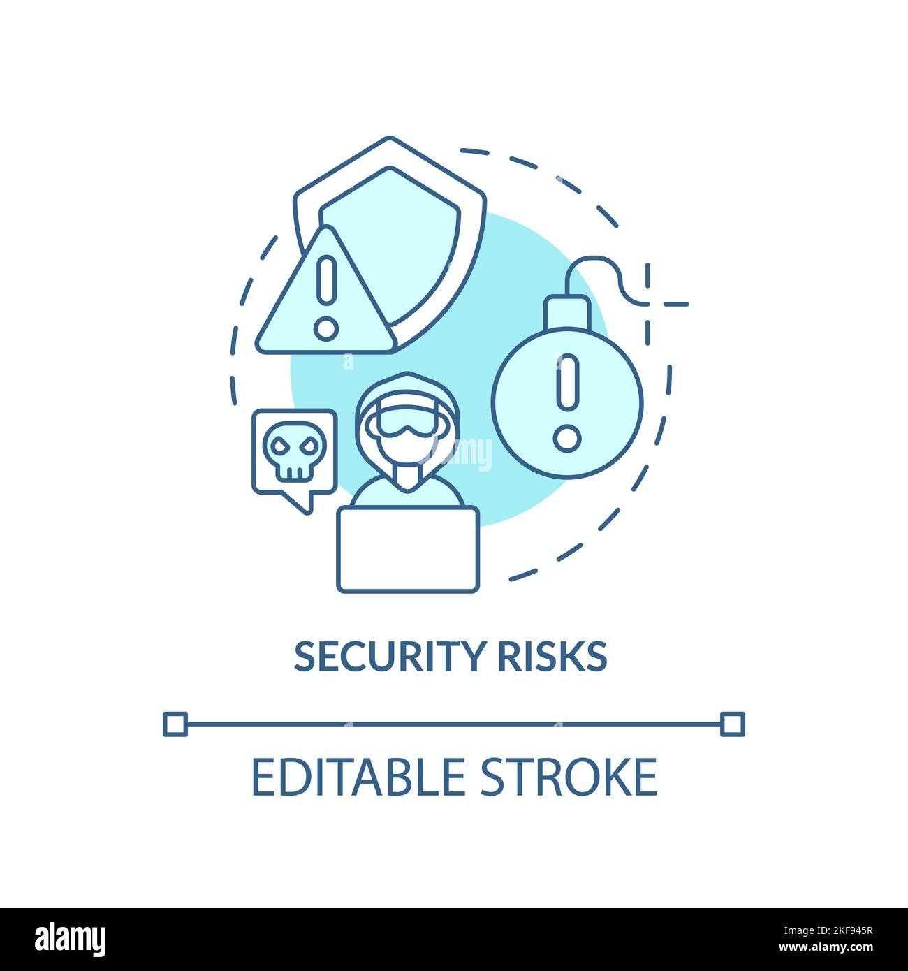 Security risks turquoise concept icon Stock Vector