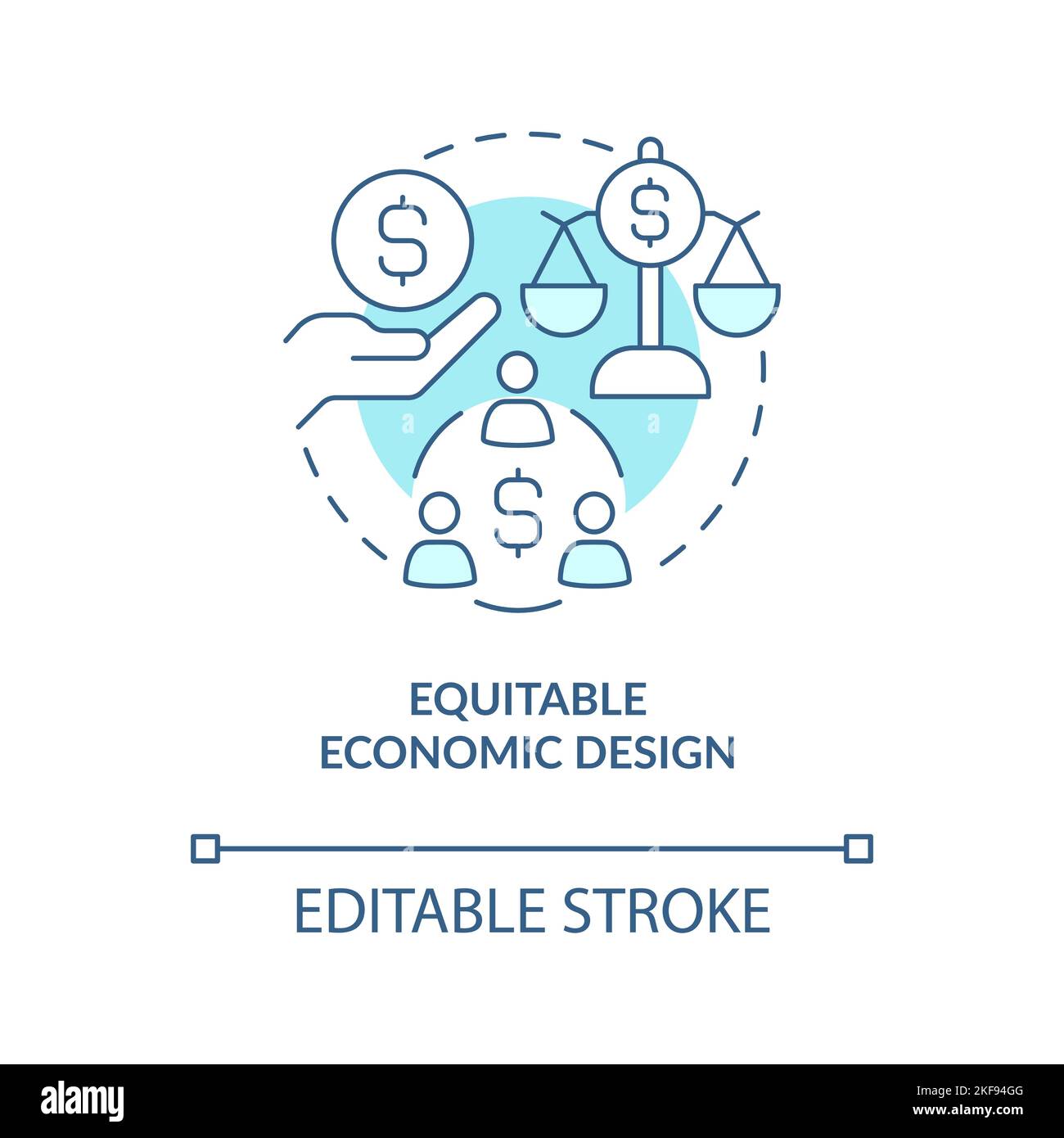 Equitable economic design turquoise concept icon Stock Vector