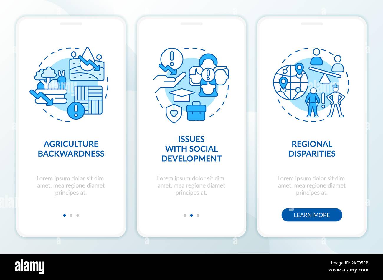 Issues related to inclusive growth blue onboarding mobile app screen ...