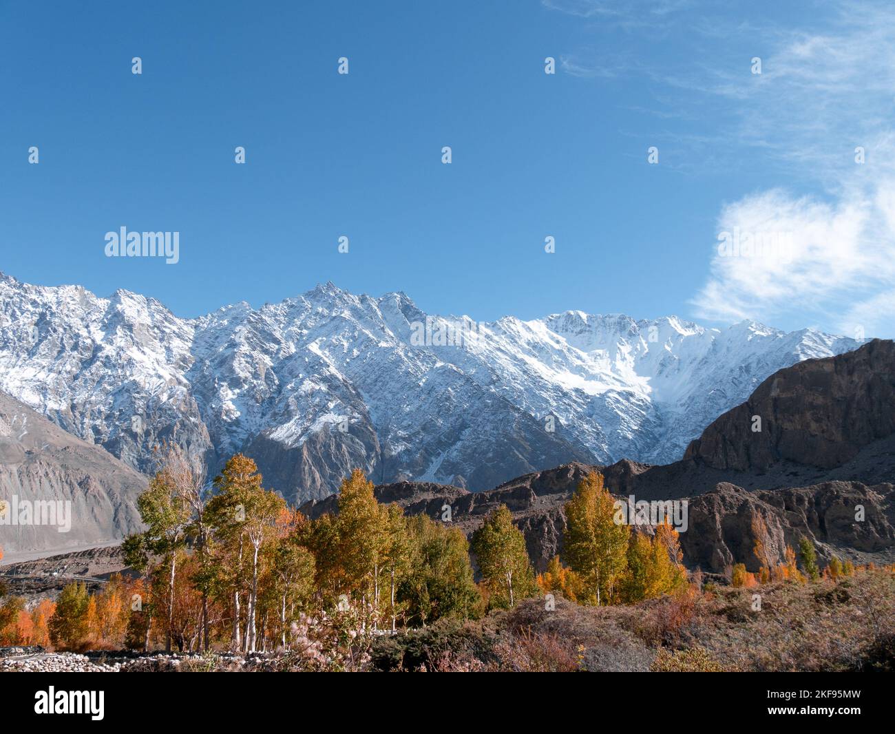 Autumn landscape captured near Passu, in the Pakistani-Administered Kashmir region of Gilgit-Baltistan Stock Photo