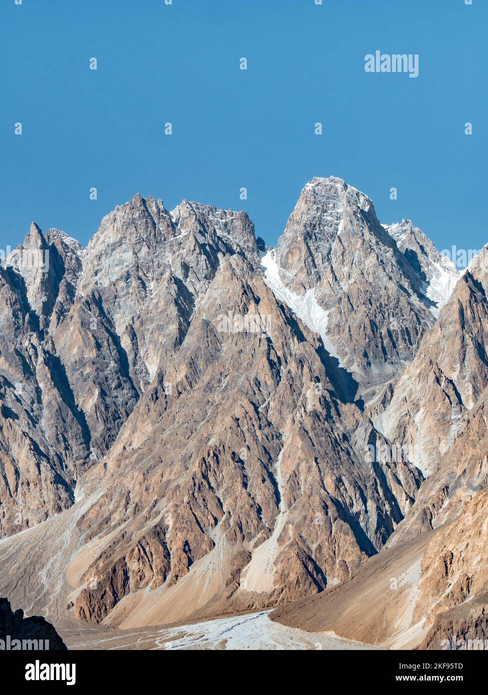 Passu Cones, in the Pakistani-Administered Kashmir region of Gilgit-Baltistan - Close-up Shot Stock Photo