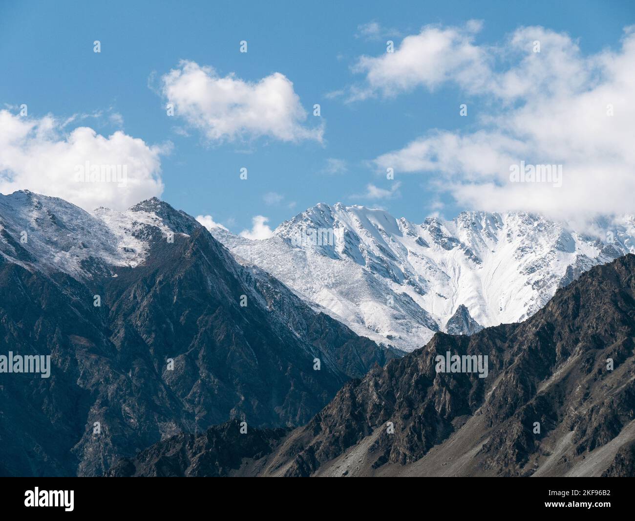 Stunning Mountainous Landscape Karimabad in the Pakistani-Administered Kashmir Region of Gilgit-Baltistan on a bright morning Stock Photo