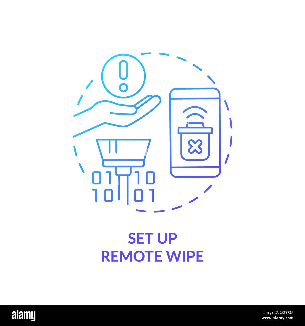 Set up remote wipe blue gradient concept icon Stock Vector
