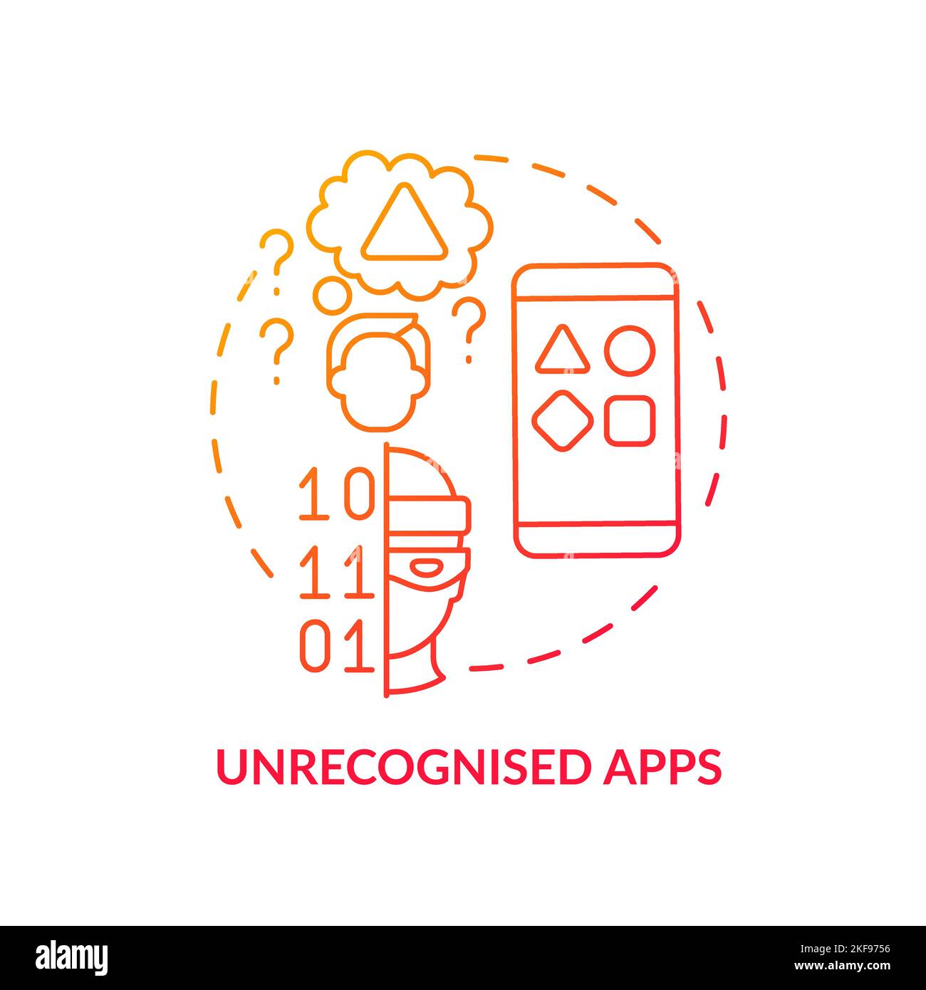 Unrecognized apps red gradient concept icon Stock Vector