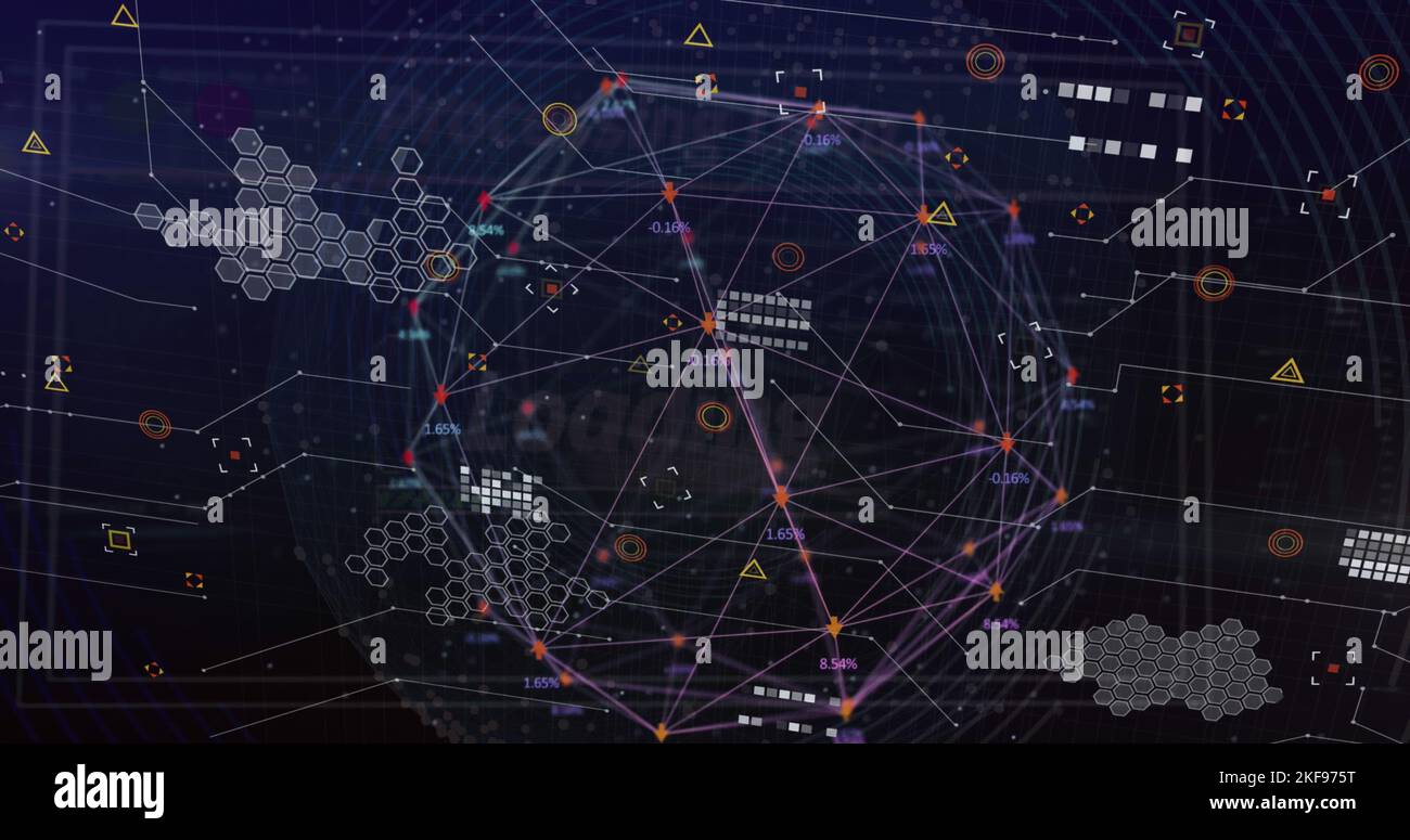 Image of icons, globe and connections in digital space Stock Photo - Alamy