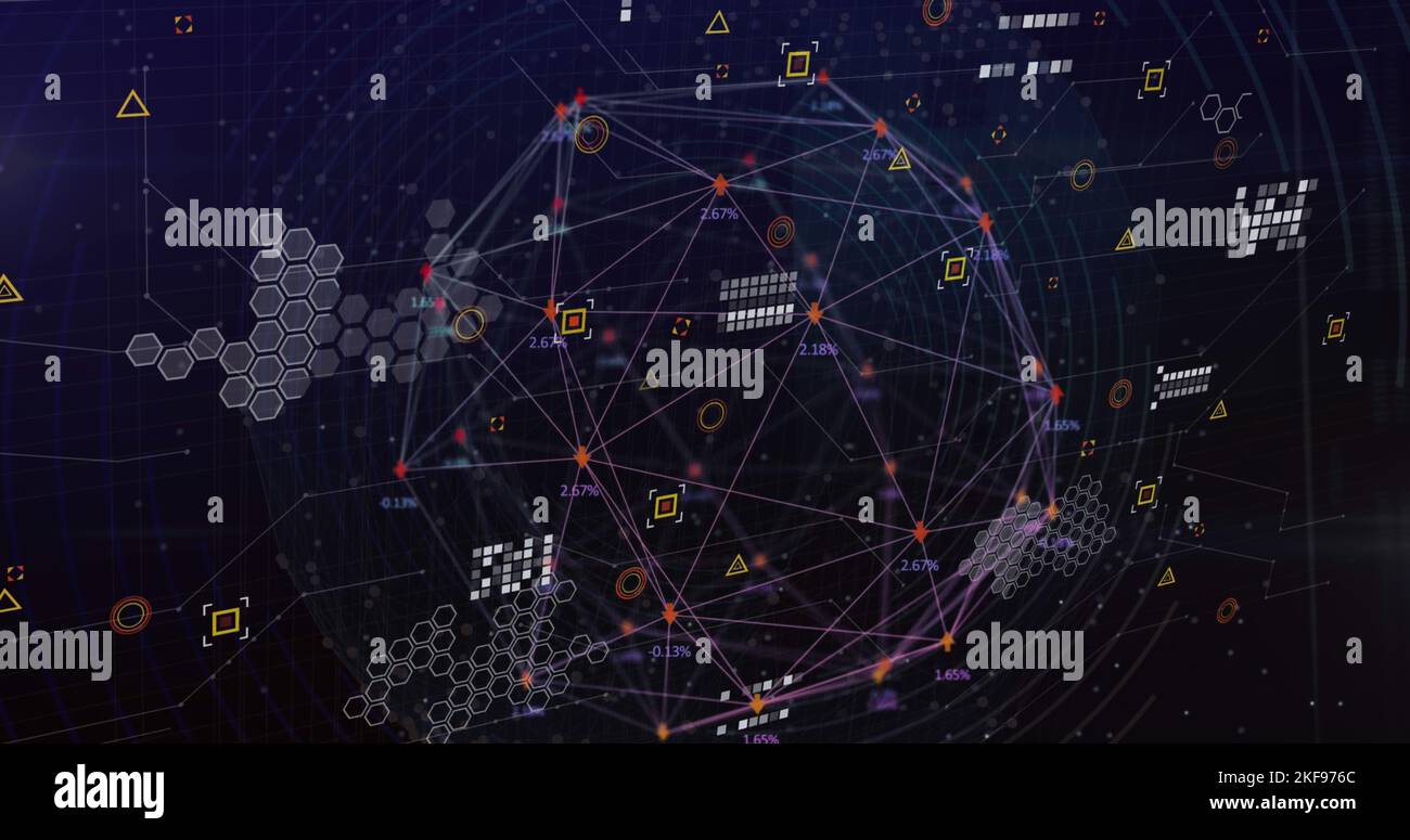Image of icons, globe and connections in digital space Stock Photo - Alamy