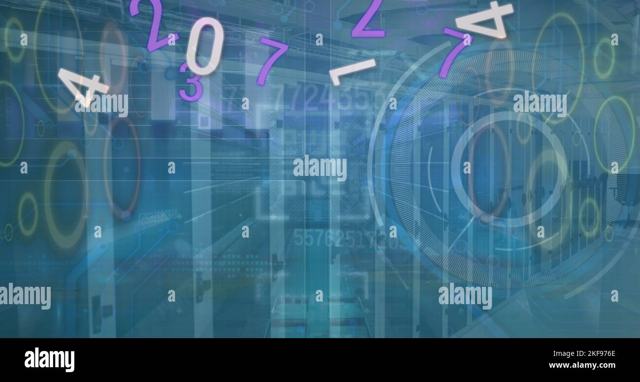 Image of numbers, data processing and sever room Stock Photo - Alamy