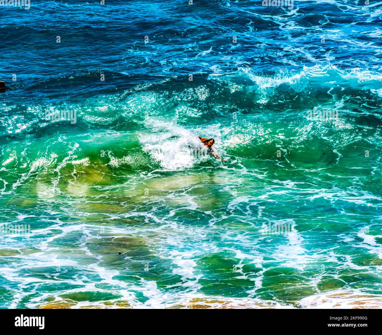 Colorful Swimmer Body Surfer Waves Surf Makapuu Beach Honolulu Oahu