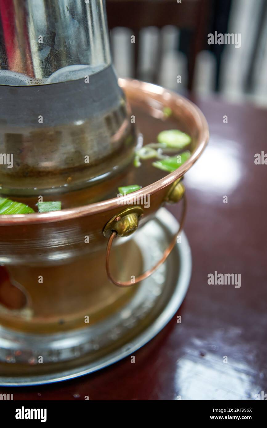 Traditional and delicious old Beijing copper pot mutton Stock Photo Alamy