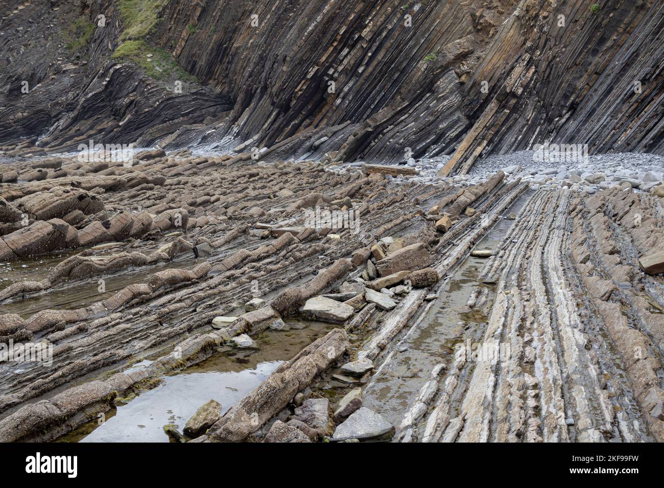 Flysh Cliffs near  Zumaia, Basque Country, Spain Stock Photo