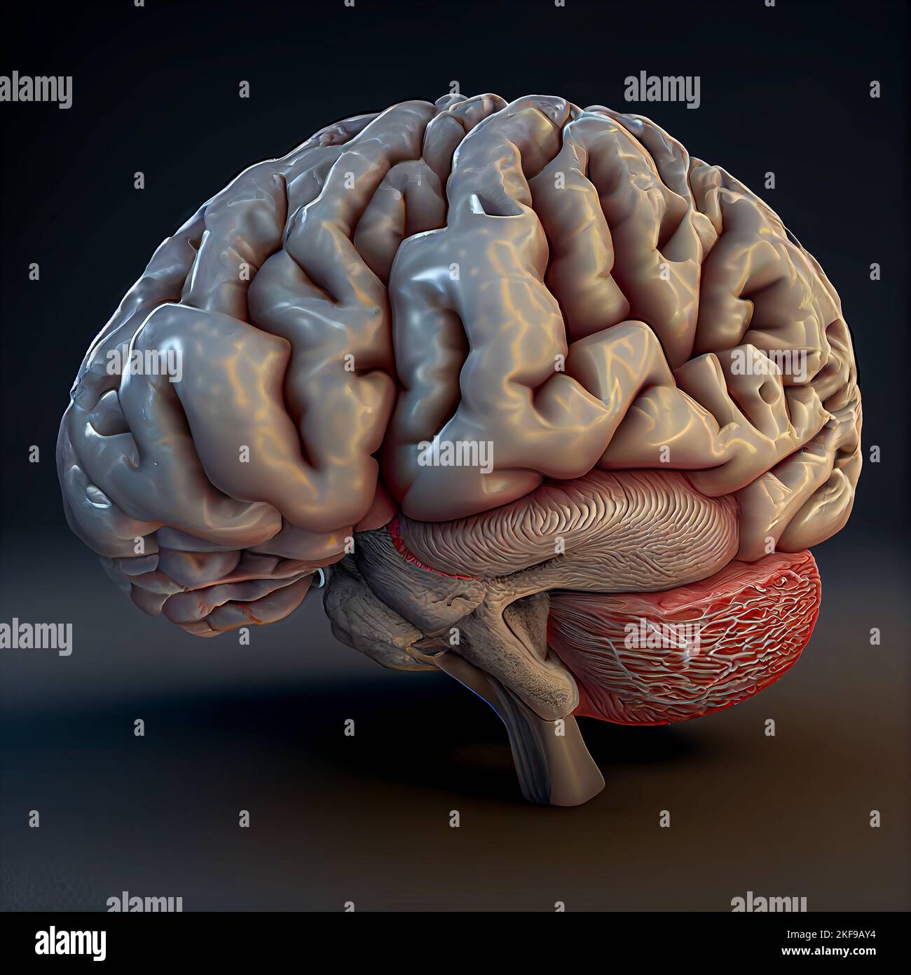 human brain isolated on black background Stock Photo