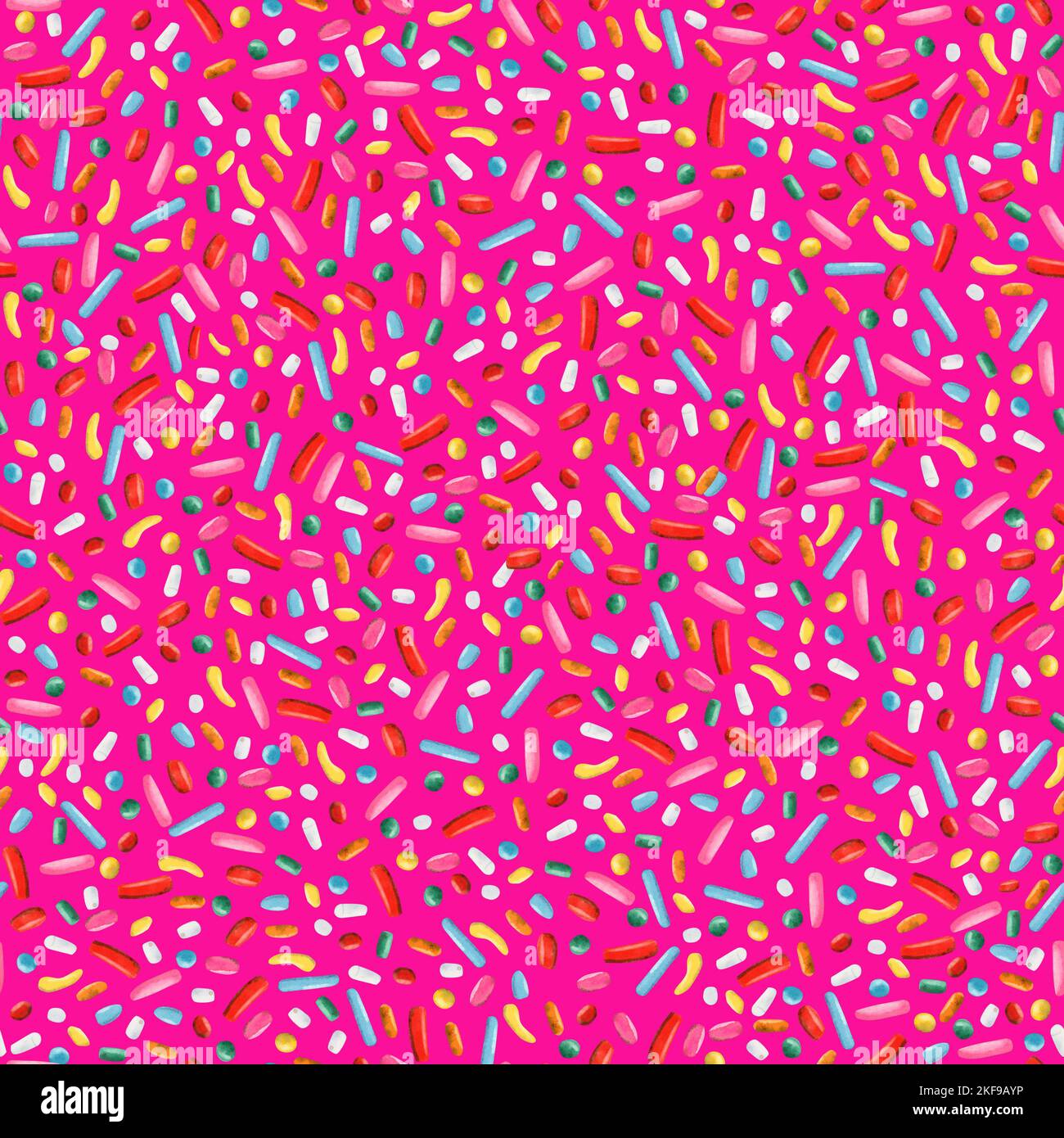 Neon pink sprinkles seamless pattern . Colorful confetti falling background for holiday or party designs. Stock Photo
