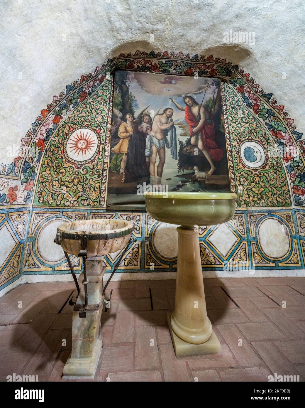 The baptistry in the Church of San Jeronimo Tlacochahuaya in San ...