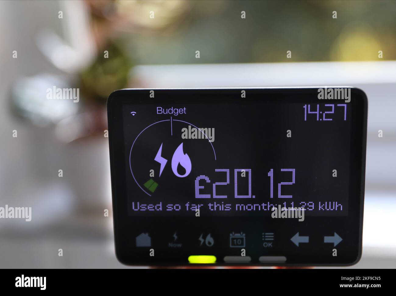 London, UK. 14 November, 2022. A household smart meter, monitoring gas