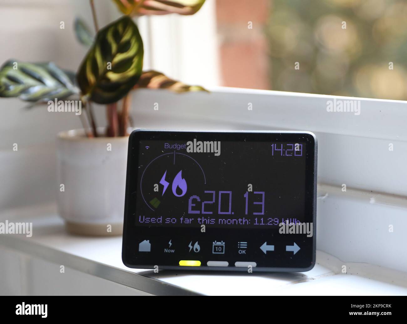 London, UK. 14 November, 2022. A household smart meter, monitoring gas and electricity accounts