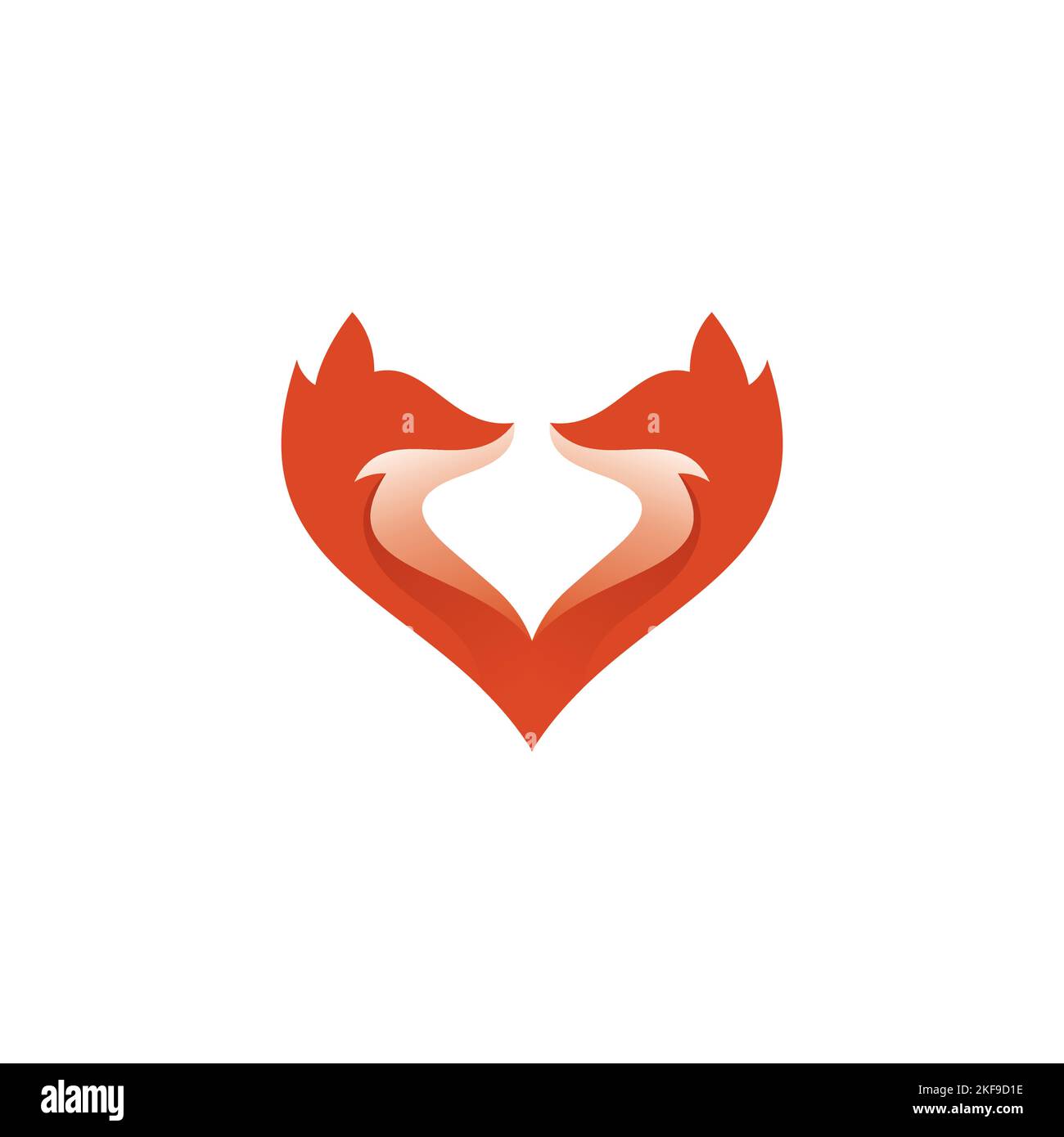 Love Fox Logo. Fox Heart Icon. Fox Illustration Stock Vector