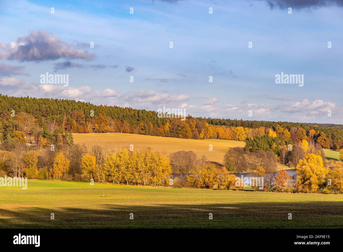 Sunny november day in the countryside. Autumn landscape. Stock Photo