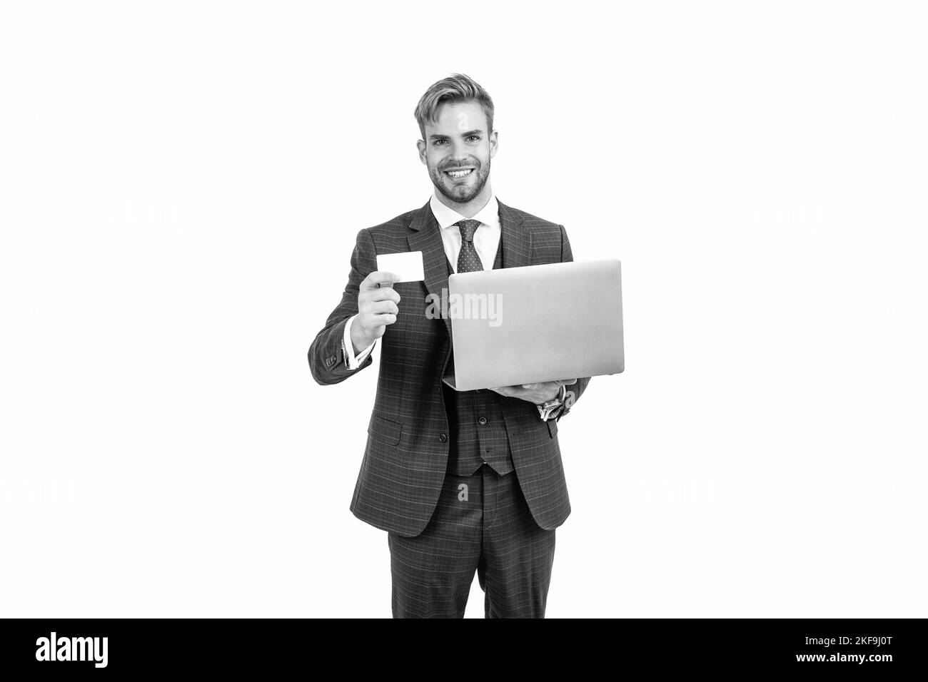 cyber monday. agile business. network administrator hold computer. Stock Photo