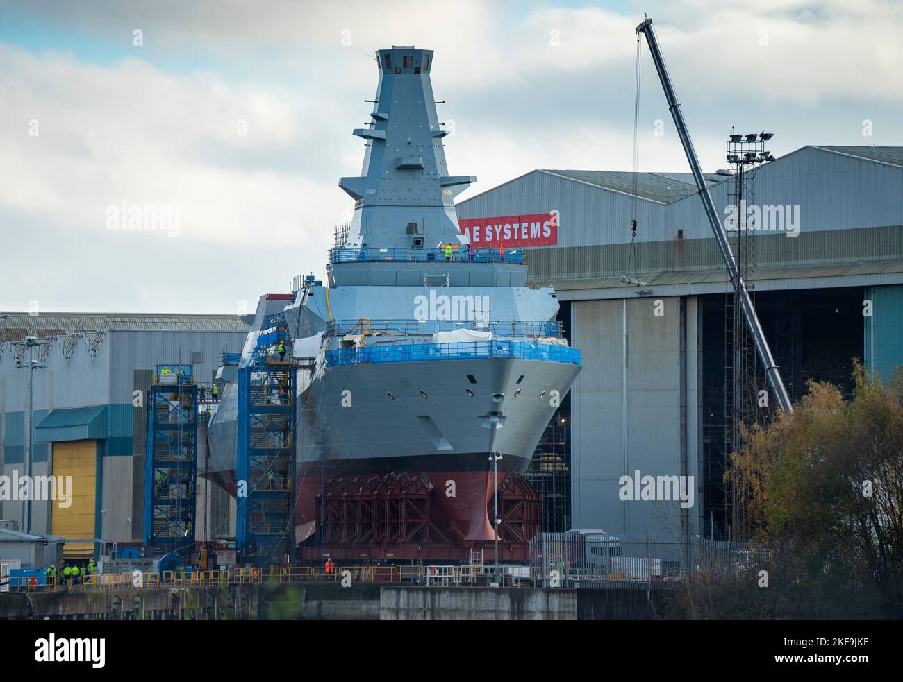 View of HMS Glasgow Type 26 antisubmarine warship being built at BAE