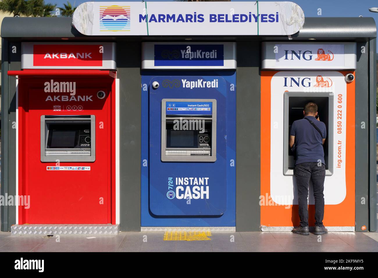 Istanbul, Turkey November 17, 2022 ATMs of Turkish banks on the