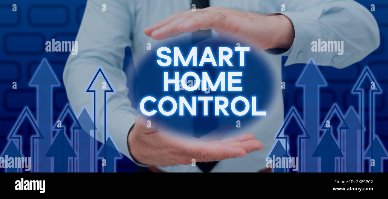 Conceptual caption Smart Home Control. Business approach Internet of things technology of automation system Stock Photo