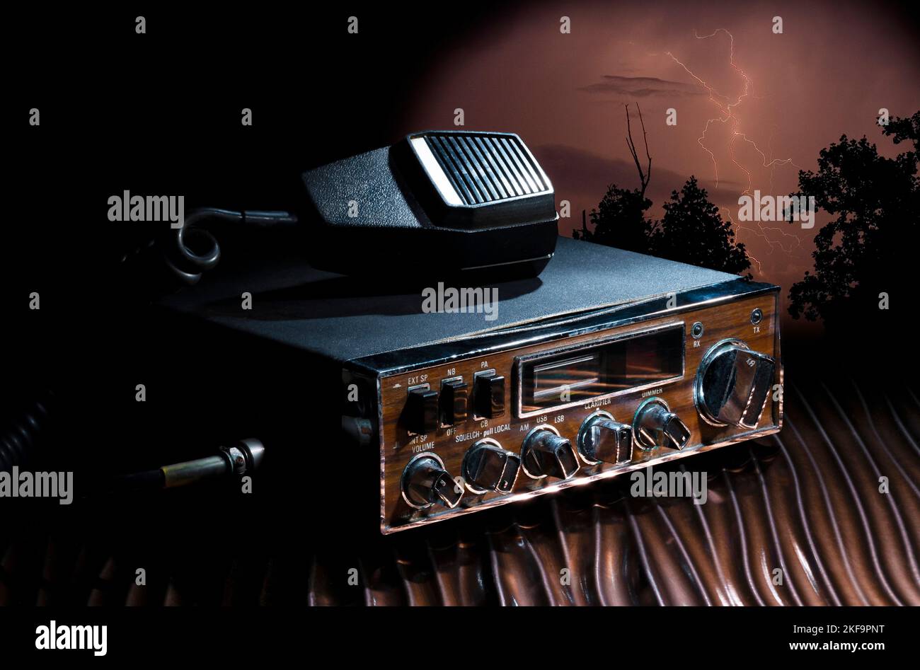 Lightning strike behind a ham radio and microphone Stock Photo Alamy
