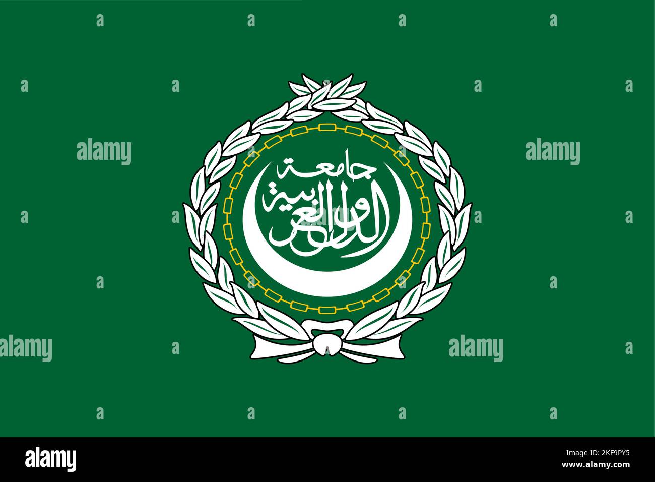 Flag of Arab League, League of Arab States, two olive branches and 22