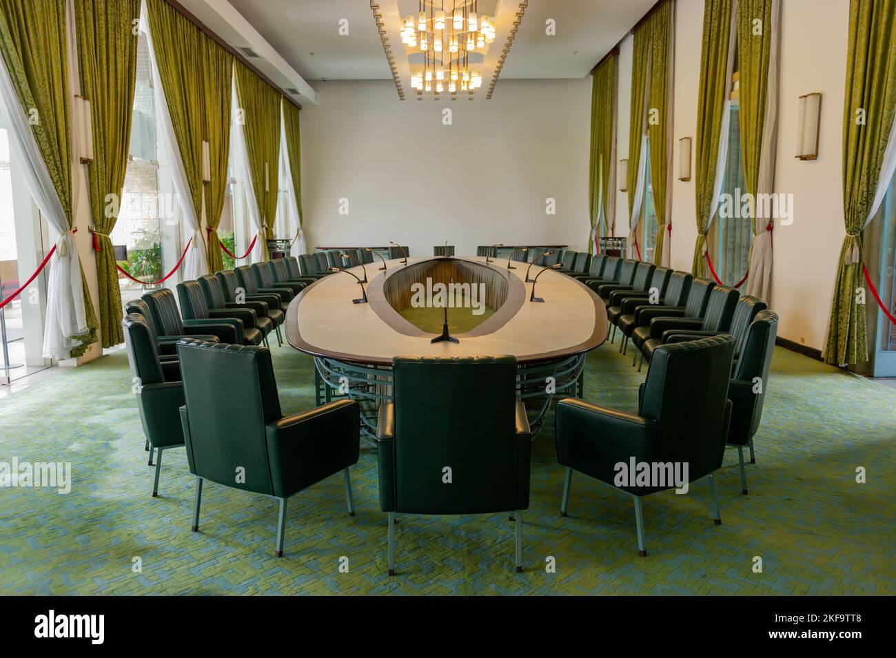 The Cabinet room of the Republic of South Vietnam Government, at the Reunification Palace, Ho Chi Minh City, Vietnam Stock Photo